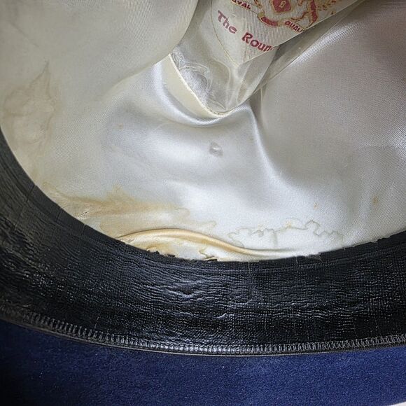 Vintage The Round Up 5X Beaver 5 XXXXX Cowboy Hat Navy Blue Buckle Western‎ - Picture 12 of 12